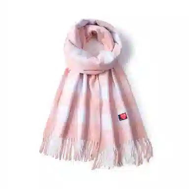 红豆 百搭保暖流苏加厚外搭 聚酯纤维 绒线围巾 男女同款情侣款