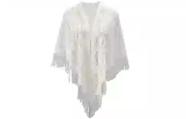 优幽兰 时尚轻奢风新中式流苏云肩配旗袍坎肩百搭优雅高级感薄蕾丝开衫外搭房外搭三角巾 聚酯纤维 披肩 女款