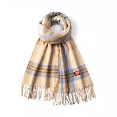 红豆 保暖百搭斜纹流苏外搭 聚酯纤维 绒线围巾 男女同款情侣款