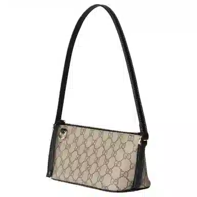 Gucci GG Emblem Small Shoulder Bag Black Brown