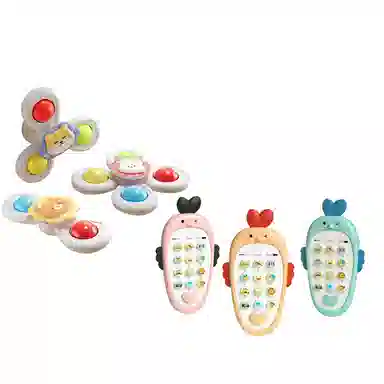 贝贝家 卡通吸盘旋转转乐玩具陀螺 摇铃