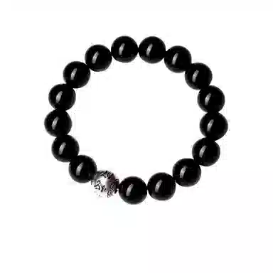 子婳 新中式国风六字真言转运珠情绪稳定吉祥好运小众轻奢复古文玩收藏级手饰 黑曜石 手串 男女同款情侣款