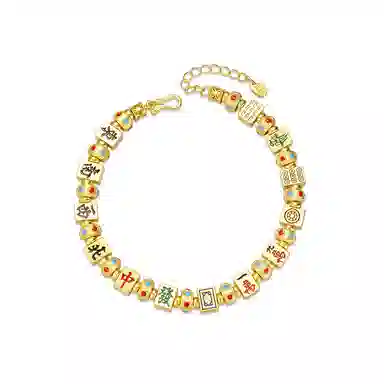 【S925银 八方来财】 七七银饰 十三幺麻将 国潮新中式国风 轻奢优雅精致高级 吸睛时尚百搭温柔知性古风#好运 纯银 手链 女款