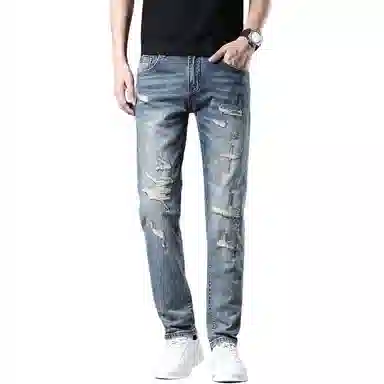 Bingsheng Slim Fit Distressed Jeans 2025 Autumn