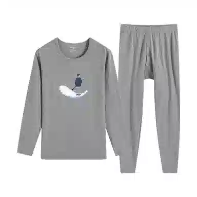 贴身领域 秋冬印花秋衣秋裤青少年纯棉全棉毛衫初中高中学生内衣保暖套装 男款