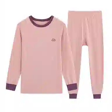 贴身领域 秋冬少女秋衣秋裤女士大童儿童中学生纯棉全棉毛衫初中高内衣保暖套装 女款