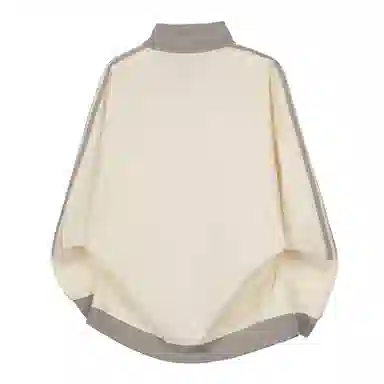 【Contrast学院风】蓝精灵 美式潮流教练服勋章字母印花撞色三条杠秋冬季立领拉链休闲拼接嘻哈设计感插肩袖开衫防风外套卫衣 男女同款