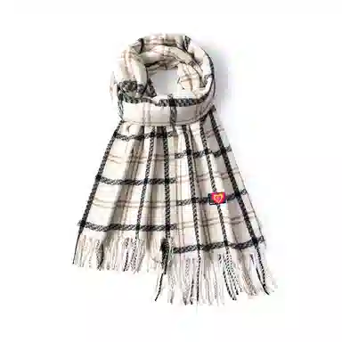 红豆 保暖彩色格子冬季户外百搭流苏披肩 聚酯纤维 围巾 男女同款情侣款