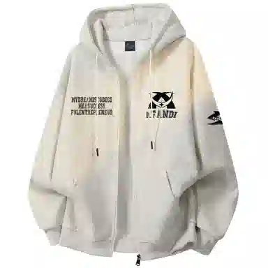 阿凡迪 【重磅华棉】美式潮流校园基础款品牌字母复古涂鸦印花高街通勤个性穿搭少年感无性别主义宽松简约拉链开衫连帽卫衣 男女同款