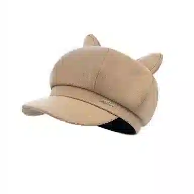 艾佳微 猫耳朵英伦复古日系卡通宽檐显脸小休闲百搭 聚酯纤维 贝雷帽 男女同款情侣款