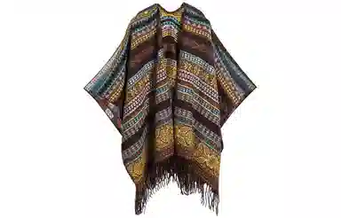 优幽兰 时尚潮流个性设计感波西米亚风复古民族风拍照氛围感办公室空调房保暖外搭 聚酯纤维 披肩 女款