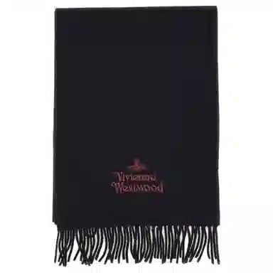 Vivienne Westwood Logo Wool Scarf Black