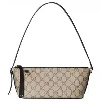 Gucci GG Emblem Small Shoulder Bag Black Brown