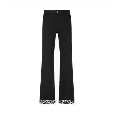 【暗黑系绒感豹纹拼接】布客行 微喇版型潮牌美式复古水洗直筒基础款黑白豹透气高街舒适亲肤百搭长裤显腿长显高显瘦休闲牛仔裤 男女同款