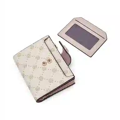 老人头 时尚满印小众设计高级感卡包多功能通勤钱夹 合成革 钱包 常规 女款 粉色