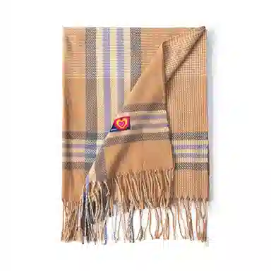 红豆 保暖百搭斜纹流苏外搭 聚酯纤维 绒线围巾 男女同款情侣款