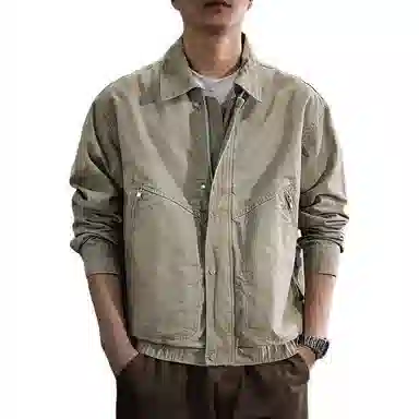 遨宇 美式休闲复古潮牌拼接痞帅工装极简风宽松百搭肌理感户外百搭外套夹克 男款