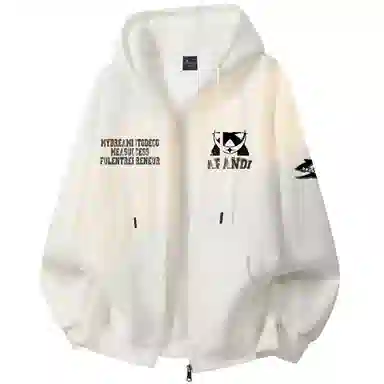 阿凡迪 【重磅华棉】美式潮流校园基础款品牌字母复古涂鸦印花高街通勤个性穿搭少年感无性别主义宽松简约拉链开衫连帽卫衣 男女同款