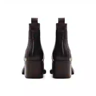 恒源祥 头层牛皮 羊皮内里粗跟经典短靴 中跟百搭简约切尔西靴 女