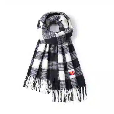 红豆 百搭保暖流苏加厚外搭 聚酯纤维 绒线围巾 男女同款情侣款