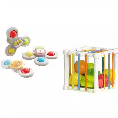 贝贝家 卡通吸盘旋转转乐玩具陀螺 摇铃