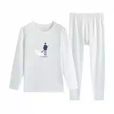 贴身领域 秋冬印花秋衣秋裤青少年纯棉全棉毛衫初中高中学生内衣保暖套装 男款