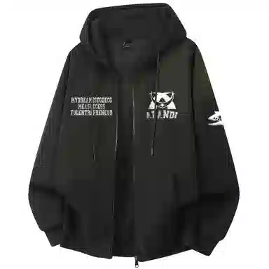 阿凡迪 【重磅华棉】美式潮流校园基础款品牌字母复古涂鸦印花高街通勤个性穿搭少年感无性别主义宽松简约拉链开衫连帽卫衣 男女同款