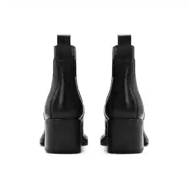 恒源祥 头层牛皮 羊皮内里粗跟经典短靴 中跟百搭简约切尔西靴 女