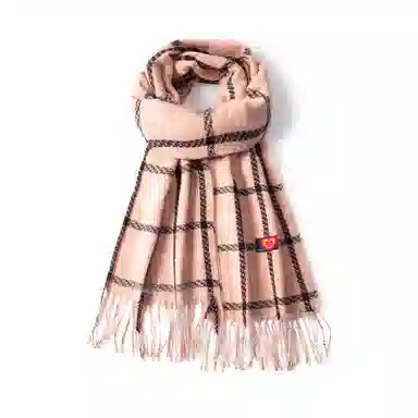 红豆 保暖彩色格子冬季户外百搭流苏披肩 聚酯纤维 围巾 男女同款情侣款