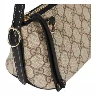 Gucci GG Emblem Small Shoulder Bag Black Brown