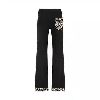 【暗黑系绒感豹纹拼接】布客行 微喇版型潮牌美式复古水洗直筒基础款黑白豹透气高街舒适亲肤百搭长裤显腿长显高显瘦休闲牛仔裤 男女同款