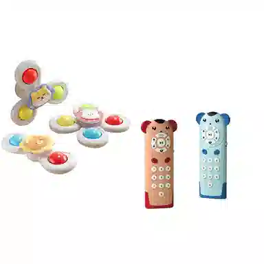 贝贝家 卡通吸盘旋转转乐玩具陀螺 摇铃