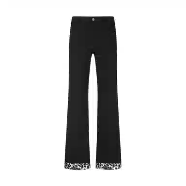 【暗黑系绒感豹纹拼接】布客行 微喇版型潮牌美式复古水洗直筒基础款黑白豹透气高街舒适亲肤百搭长裤显腿长显高显瘦休闲牛仔裤 男女同款