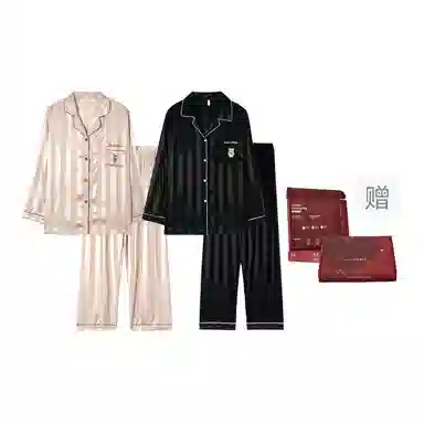 静英鸾 秋季翻领卡通小熊甜美风休闲舒适家居服睡衣礼盒 男女同款