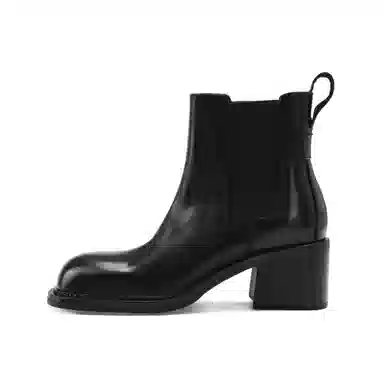 恒源祥 头层牛皮 羊皮内里粗跟经典短靴 中跟百搭简约切尔西靴 女