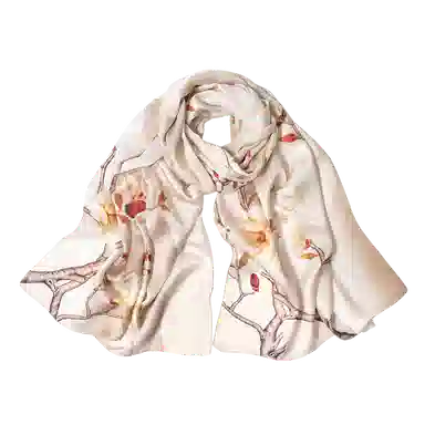 一米画纱 新潮国风优雅大方花卉图案柔软丝绸高档舒适真丝长巾东方丝语系列 桑蚕丝 丝巾 女款