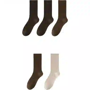 妮轻 羊毛春秋季搭配纯色简约中筒袜 女款