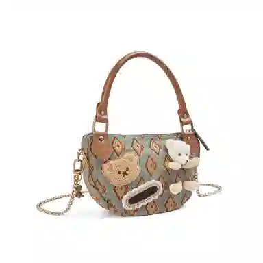 雅诗兰黛【定制化妆包】伊朵 萌熊时光 甜美  可爱 时尚 艺术感  公主风 约会  通勤 复古凌格帆布收纳包 便携