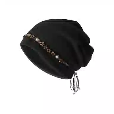 心水好物 新中式民族风复古五角星流苏高级感扎染串珠大头围小众设计 棉 帽子 女款