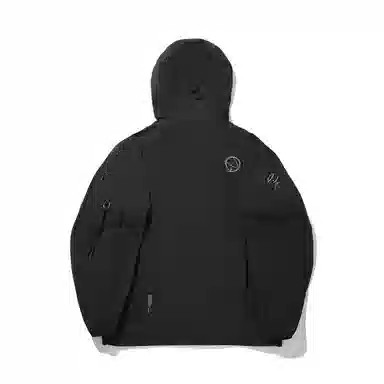 中国李宁 连帽拉链宽松印花风衣 男款