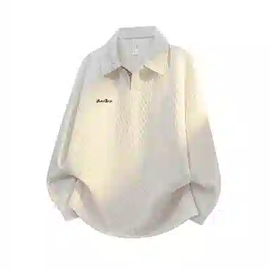 【免搭配一套显高显瘦】布客行 美式复古麻花肌理感简约高级轻奢老钱翻领长袖卫衣可拆卸别针工装弯刀直筒春秋百搭舒适休闲套装 男女同款