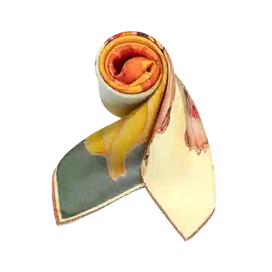 一米画纱 中式国风高雅山茶花系列斜纹中方巾双面西装领巾优雅 桑蚕丝 丝巾 女款