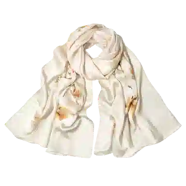 一米画纱 新潮国风优雅大方花卉图案柔软丝绸高档舒适真丝长巾东方丝语系列 桑蚕丝 丝巾 女款