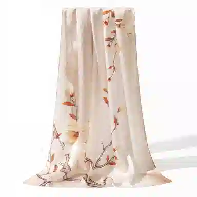 一米画纱 新潮国风优雅大方花卉图案柔软丝绸高档舒适真丝长巾东方丝语系列 桑蚕丝 丝巾 女款