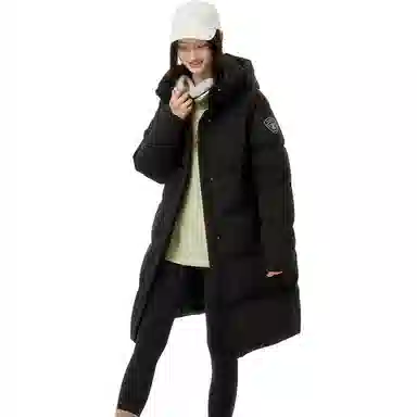 坦博尔 中长款连帽加厚通勤面包羽绒服 女款