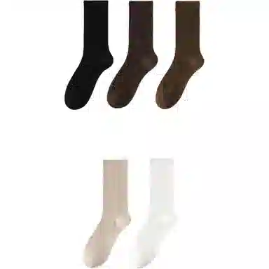 妮轻 羊毛春秋季搭配纯色简约中筒袜 女款