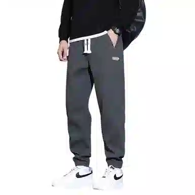 赛瀚 纯色拼接设计显高束脚休闲裤男款春秋厚款百搭舒适亲肤男装长裤复古宽松显瘦青少年高街潮流通勤外穿男裤 男女同款