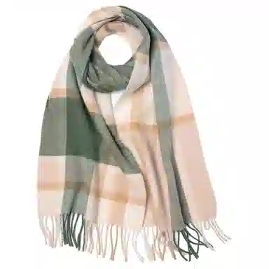 红豆 品牌格子条纹百搭保暖女款 羊毛 绒线围巾 男女同款情侣款