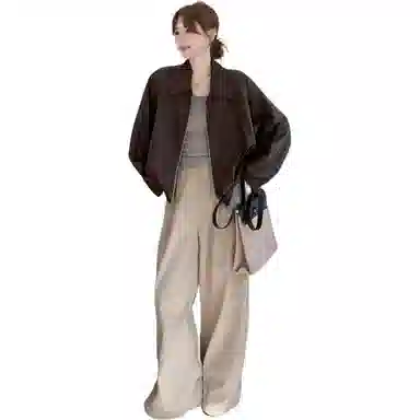 袋鼠 小个子休闲百搭又酷又飒外套皮衣 女款