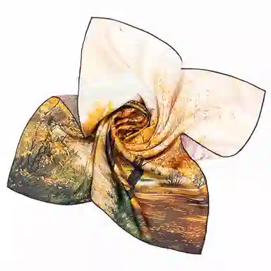 一米画纱 中式国风高雅山茶花系列斜纹中方巾双面西装领巾优雅 桑蚕丝 丝巾 女款